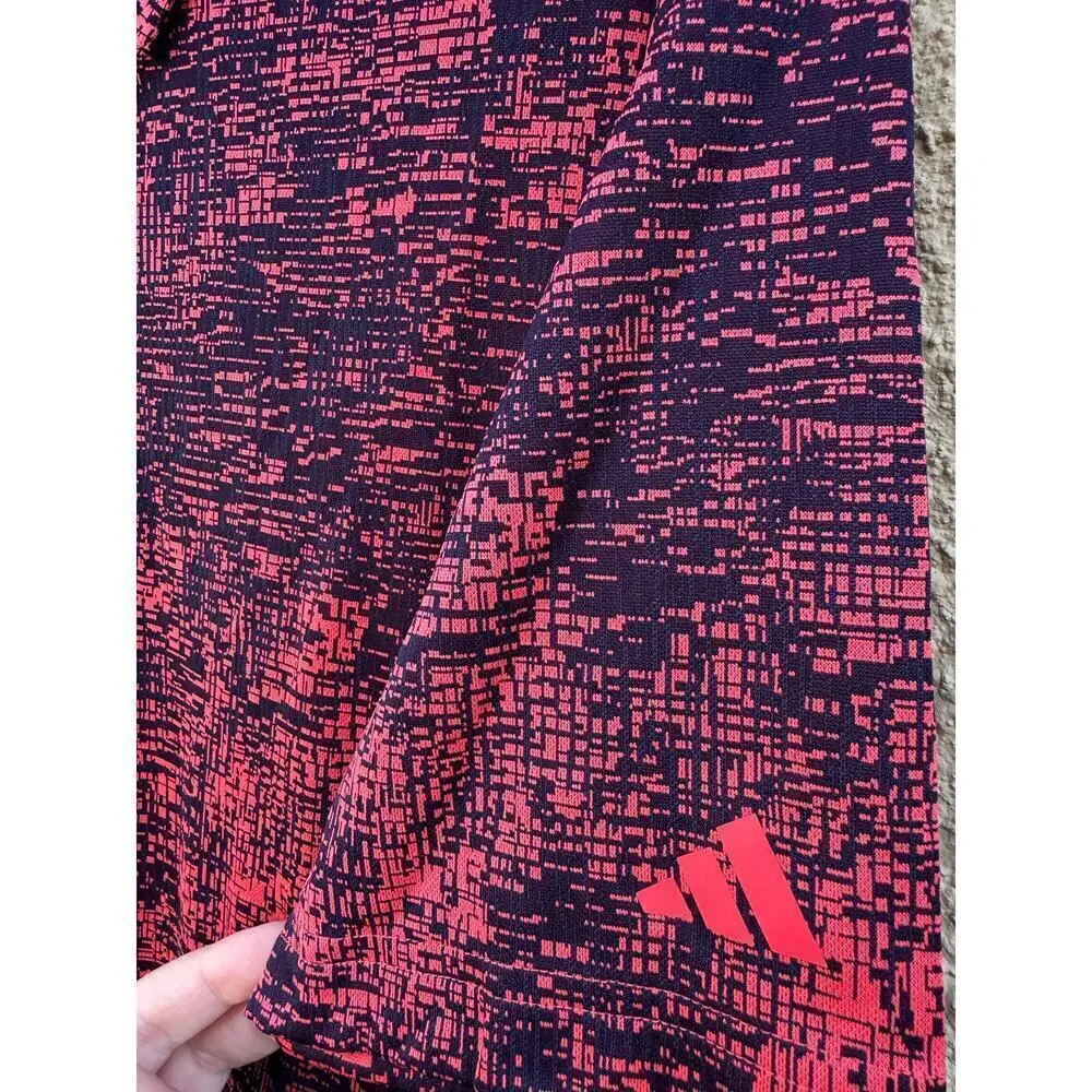 Adidas Golf Polo Aerial Jacquard Red Black Medium NWT